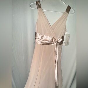 90s Evan Picone Chiffon Cream V-Neck Dress